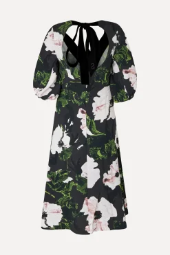 STINE GOYA 3/4 Volume Sleeves Midi Dress - Umber Windflower UmberWindflower Hot