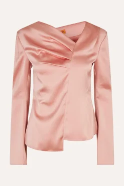 STINE GOYA Asymmetrical Long Sleeve Top - Rose Tan RoseTan Fashion