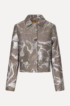 STINE GOYA Boxy Straight Jacket - Abstract Foliage AbstractFoliage Clearance