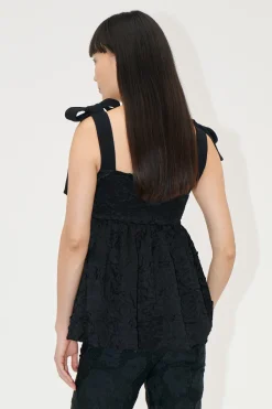 STINE GOYA Contrasted Tie Top - Jet Black JetBlack New