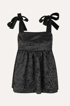 STINE GOYA Contrasted Tie Top - Jet Black JetBlack New