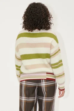 STINE GOYA Crew Neck Sweater - Alpaca Stripe AlpacaStripe Cheap