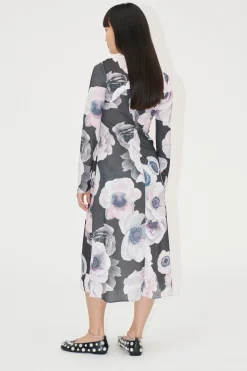 STINE GOYA Crewneck Long Sleeve Midi Dress - Nostalgic Anemone NostalgicAnemone Sale