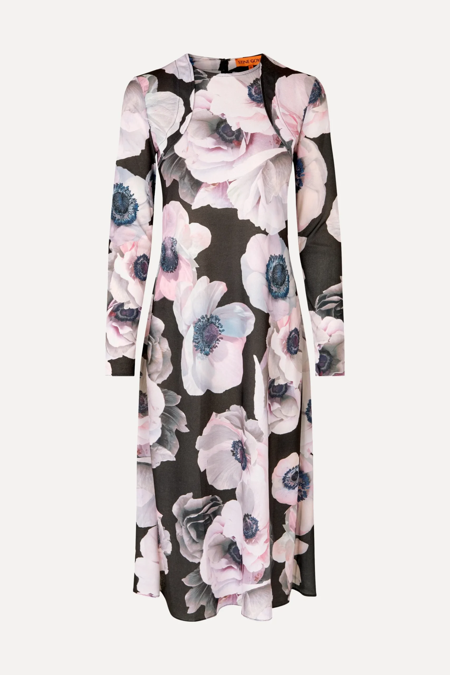 STINE GOYA Crewneck Long Sleeve Midi Dress - Nostalgic Anemone NostalgicAnemone Sale