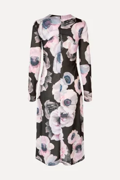 STINE GOYA Crewneck Long Sleeve Midi Dress - Nostalgic Anemone NostalgicAnemone Sale