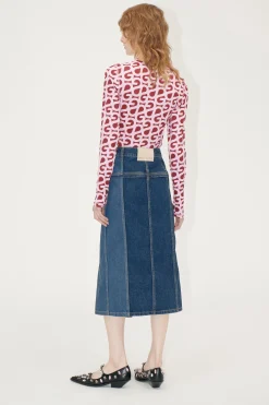 STINE GOYA Denim Midi Skirt - Two Tone Denim TwoToneDenim Clearance