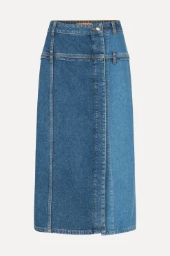 STINE GOYA Denim Midi Skirt - Two Tone Denim TwoToneDenim Clearance