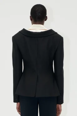 STINE GOYA Double Collar Tailored Jacket - Black / Butter Milk Online
