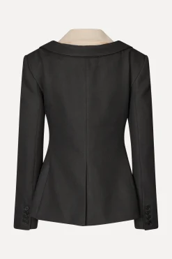 STINE GOYA Double Collar Tailored Jacket - Black / Butter Milk Online