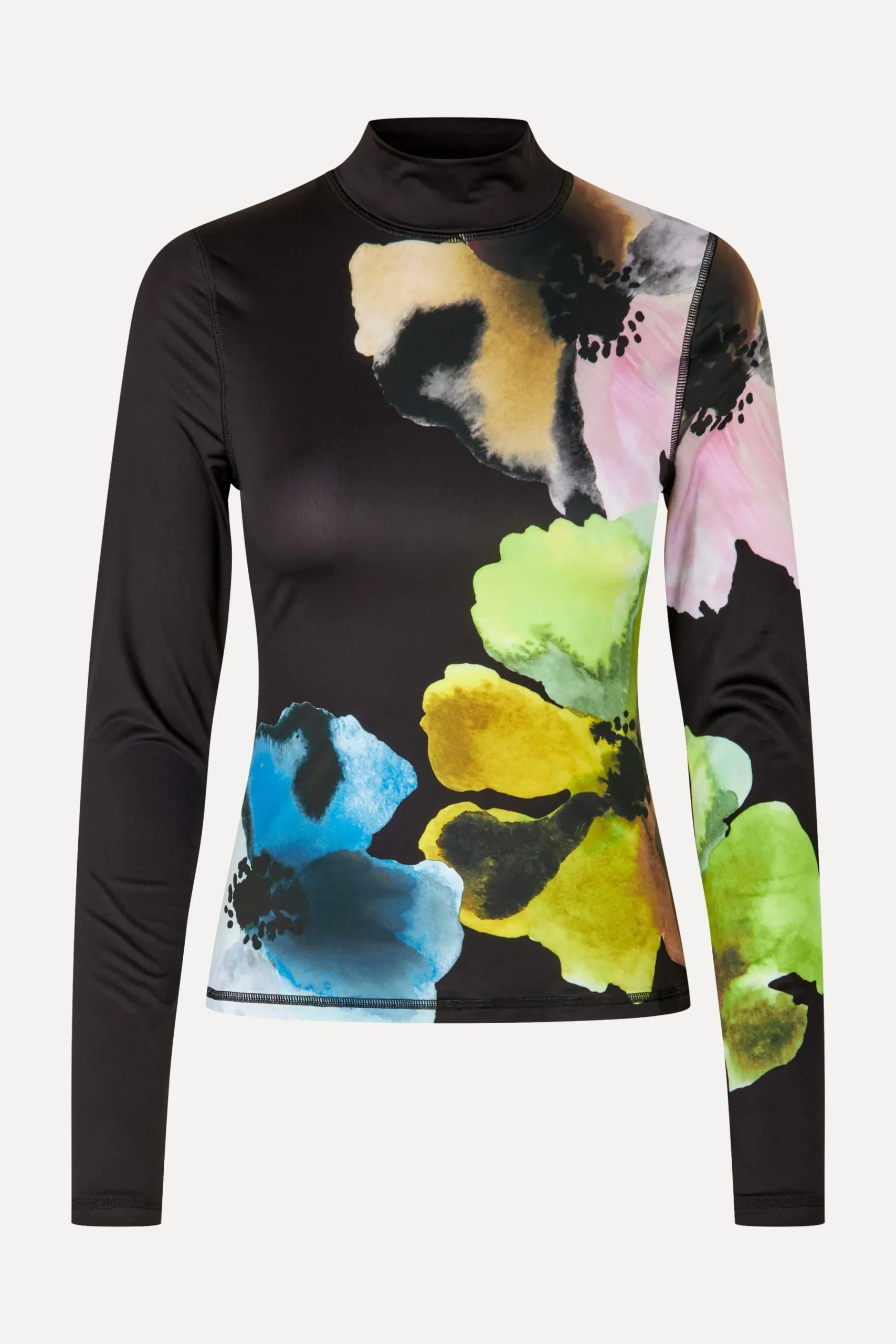 STINE GOYA Elastic High Neck Collared Top - Watercolor Bloom Maxi WatercolorBloomMaxi New