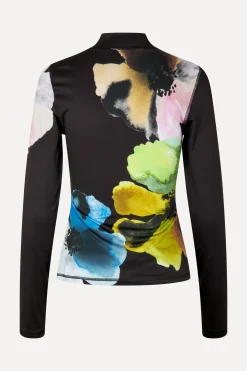 STINE GOYA Elastic High Neck Collared Top - Watercolor Bloom Maxi WatercolorBloomMaxi New