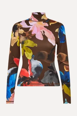 STINE GOYA Elastic High Neck Collared Top - Aquarelle Garden AquarelleGarden Store