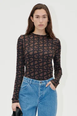 STINE GOYA Elastic Long Sleeve Top - SG Logo SGLogo Fashion