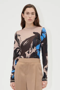 STINE GOYA Elastic Long Sleeve Top - Eccentric Floral EccentricFloral Best