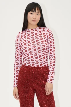 STINE GOYA Elastic Long Sleeve Top - SG Logo Burgundy Pink SGLogoBurgundyPink Shop