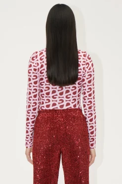 STINE GOYA Elastic Long Sleeve Top - SG Logo Burgundy Pink SGLogoBurgundyPink Shop