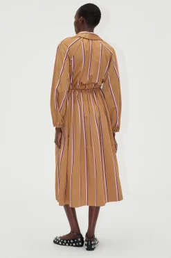 STINE GOYA Elasticated Midi Dress - Cocoa Stripes CocoaStripes Shop