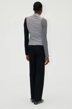 STINE GOYA Elasticated Straight Long Pants - Black / White Online