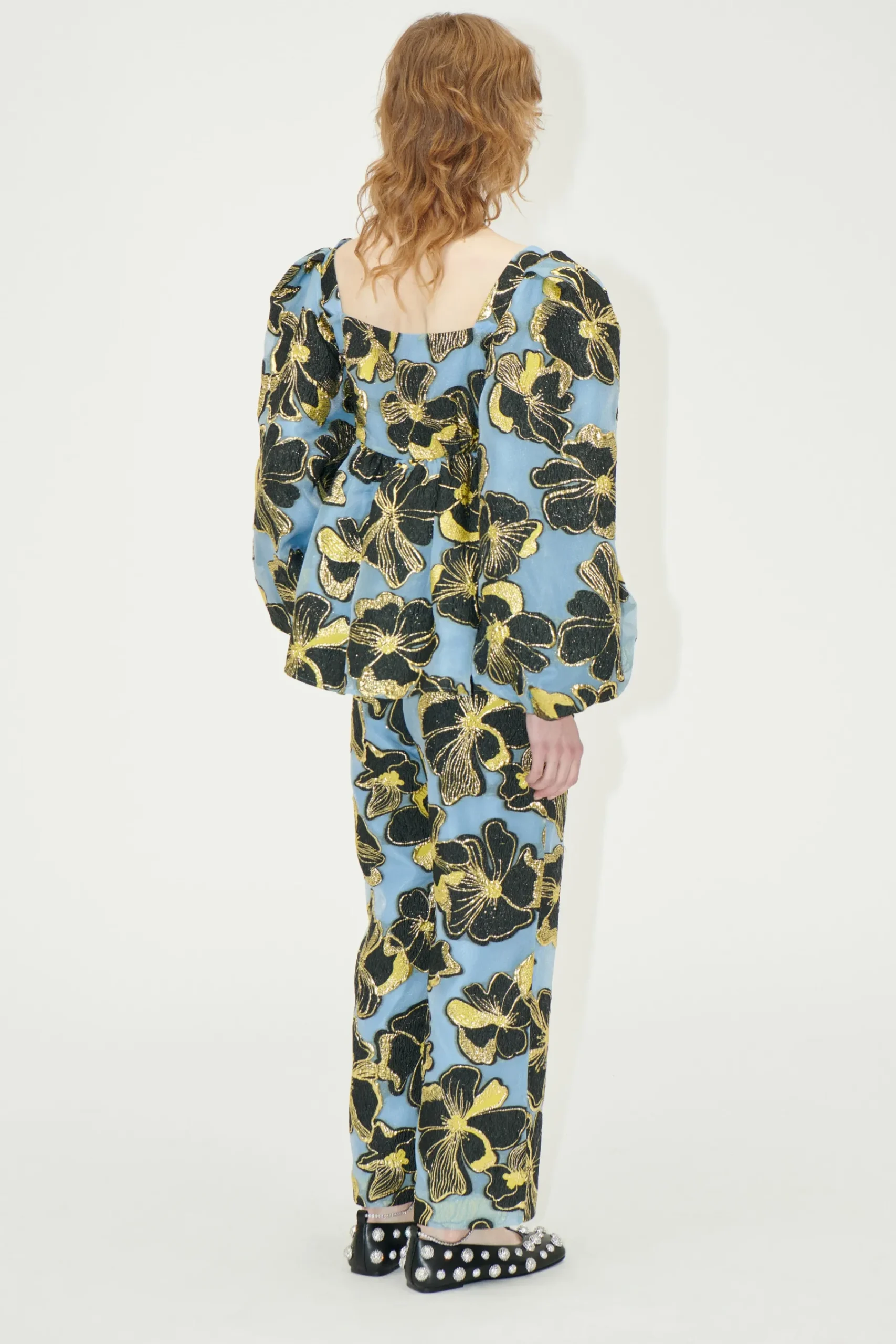 STINE GOYA Elasticated Waistband Pants - Blue Anemone Jacquard BlueAnemoneJacquard Outlet