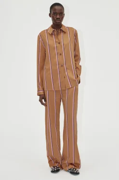 STINE GOYA Gathered Long Pants - Cocoa Stripes CocoaStripes Sale