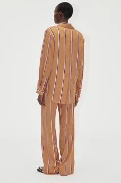 STINE GOYA Gathered Long Pants - Cocoa Stripes CocoaStripes Sale