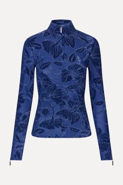 STINE GOYA Gathered Long Sleeve High Neck Collar Top - Fine Line Poppies FineLinePoppies Cheap