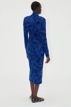 STINE GOYA Gathered Long Sleeve Midi Dress - Fine Line Poppies FineLinePoppies Hot