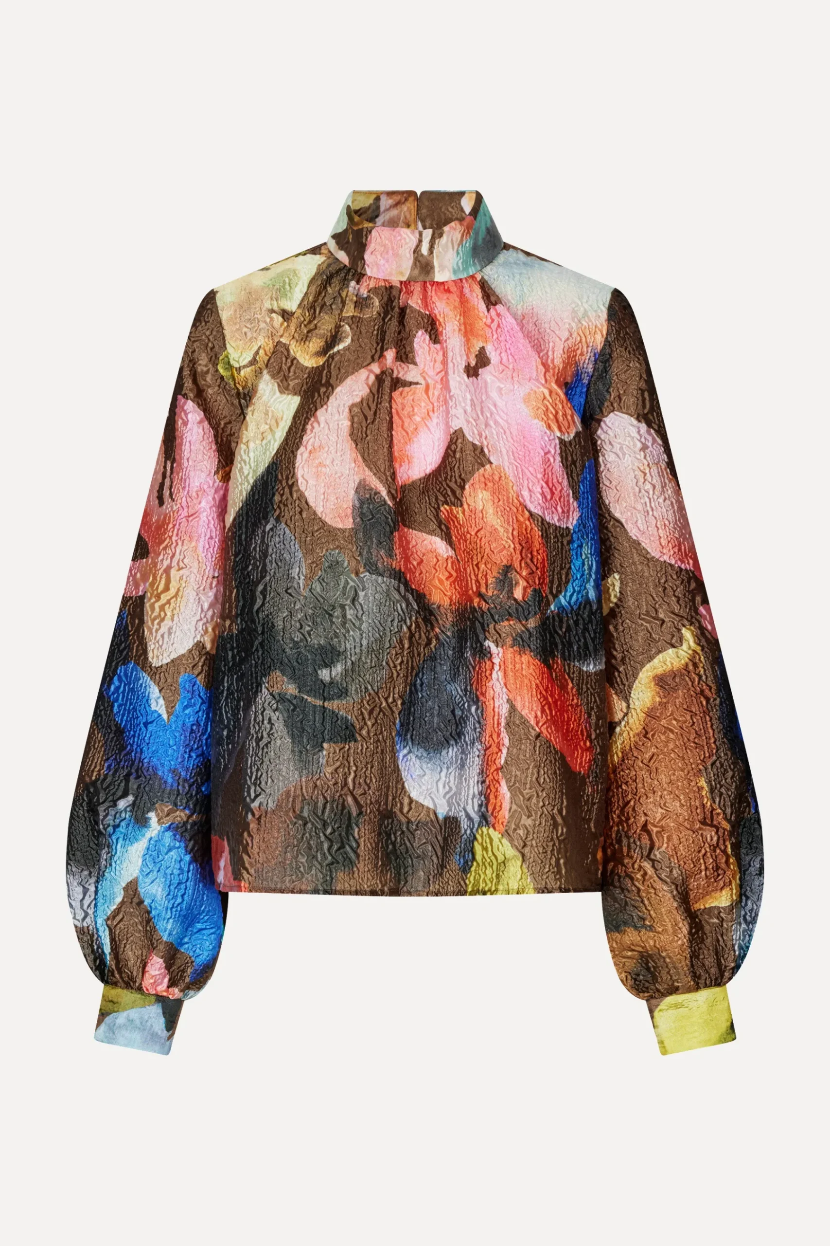 STINE GOYA Gathered Long Sleeve Top - Aquarelle Garden AquarelleGarden Flash Sale