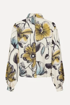 STINE GOYA Gathered Long Sleeve Top - Fine Line Poppies FineLinePoppies Outlet