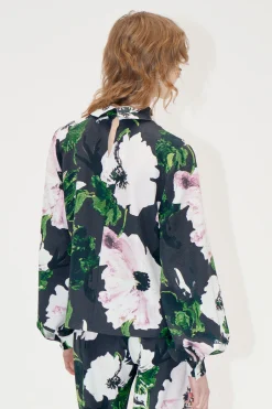 STINE GOYA Gathered Long Sleeve Top - Umber Windflower UmberWindflower Cheap