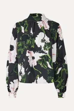 STINE GOYA Gathered Long Sleeve Top - Umber Windflower UmberWindflower Cheap