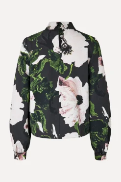 STINE GOYA Gathered Long Sleeve Top - Umber Windflower UmberWindflower Cheap