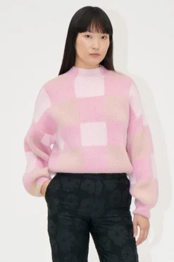 STINE GOYA Gingham Check Sweater - Pink Gingham Check PinkGinghamCheck New