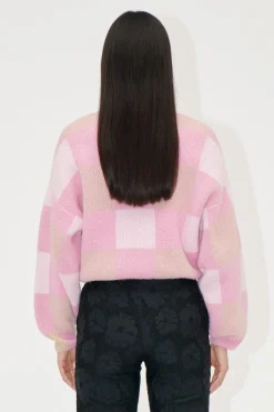 STINE GOYA Gingham Check Sweater - Pink Gingham Check PinkGinghamCheck New
