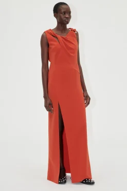 STINE GOYA Knotted Floor Length Dress - Red Ochre RedOchre Cheap