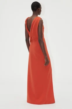 STINE GOYA Knotted Floor Length Dress - Red Ochre RedOchre Cheap