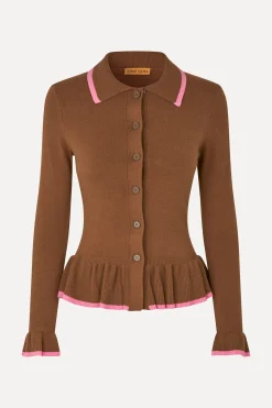 STINE GOYA Linear Ruffle Cardigan - Partridge Brown PartridgeBrown Shop