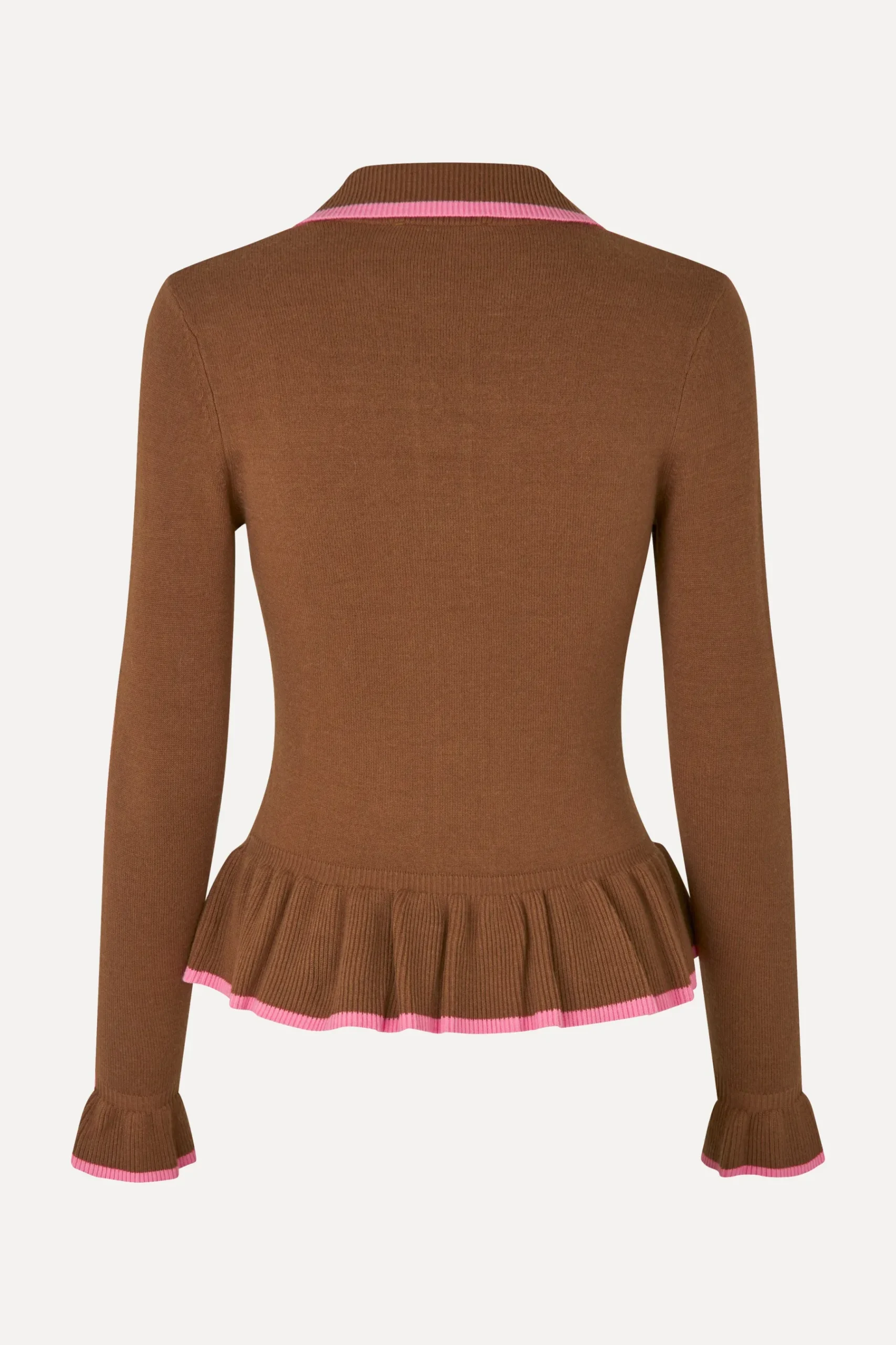 STINE GOYA Linear Ruffle Cardigan - Partridge Brown PartridgeBrown Shop