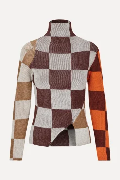 STINE GOYA Long Sleeve Asymmetric Top - Chocolate Combo ChocolateCombo Shop