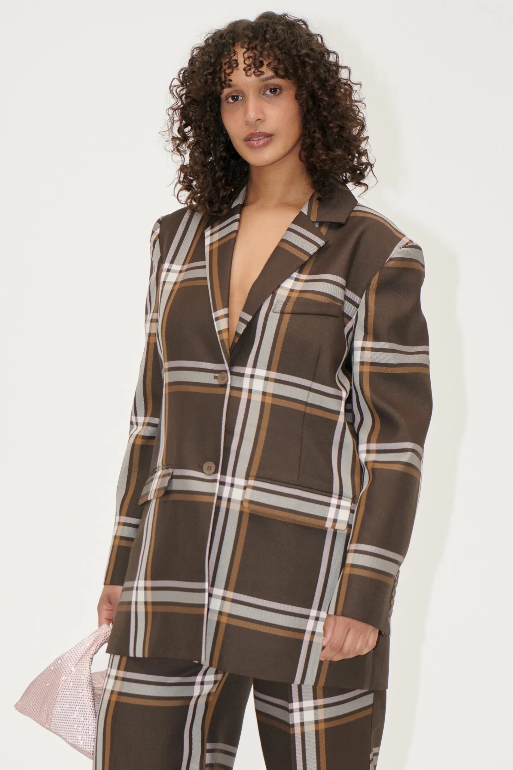 STINE GOYA Long Sleeve Boxy Blazer - Weaved Checks WeavedChecks Best