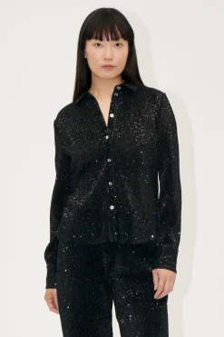 STINE GOYA Long Sleeve Buttondown - Black Clearance