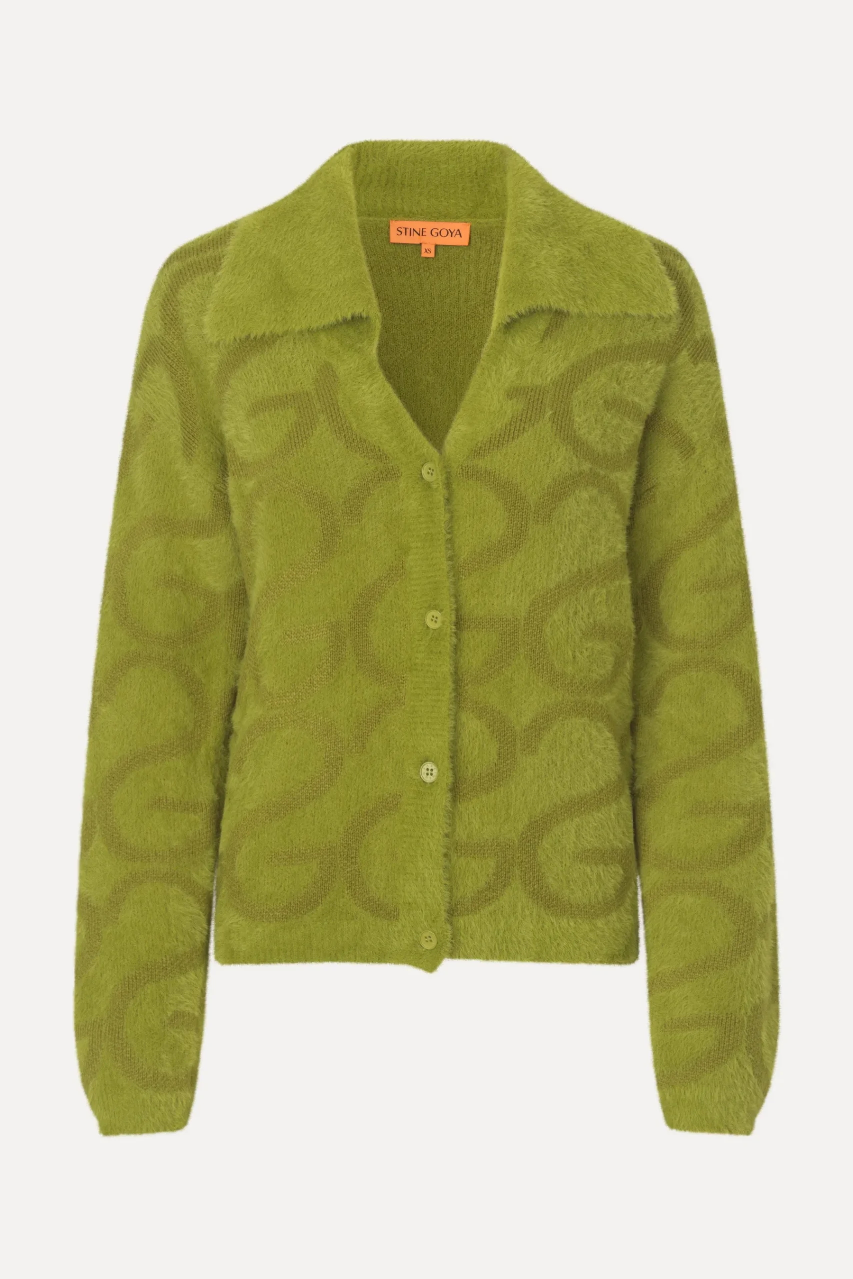 STINE GOYA Long Sleeve Cropped Cardigan - SG Monogram Green SGMonogramGreen Best Sale