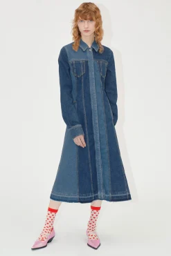 STINE GOYA Long Sleeve Denim Dress - Two Tone Denim TwoToneDenim Best