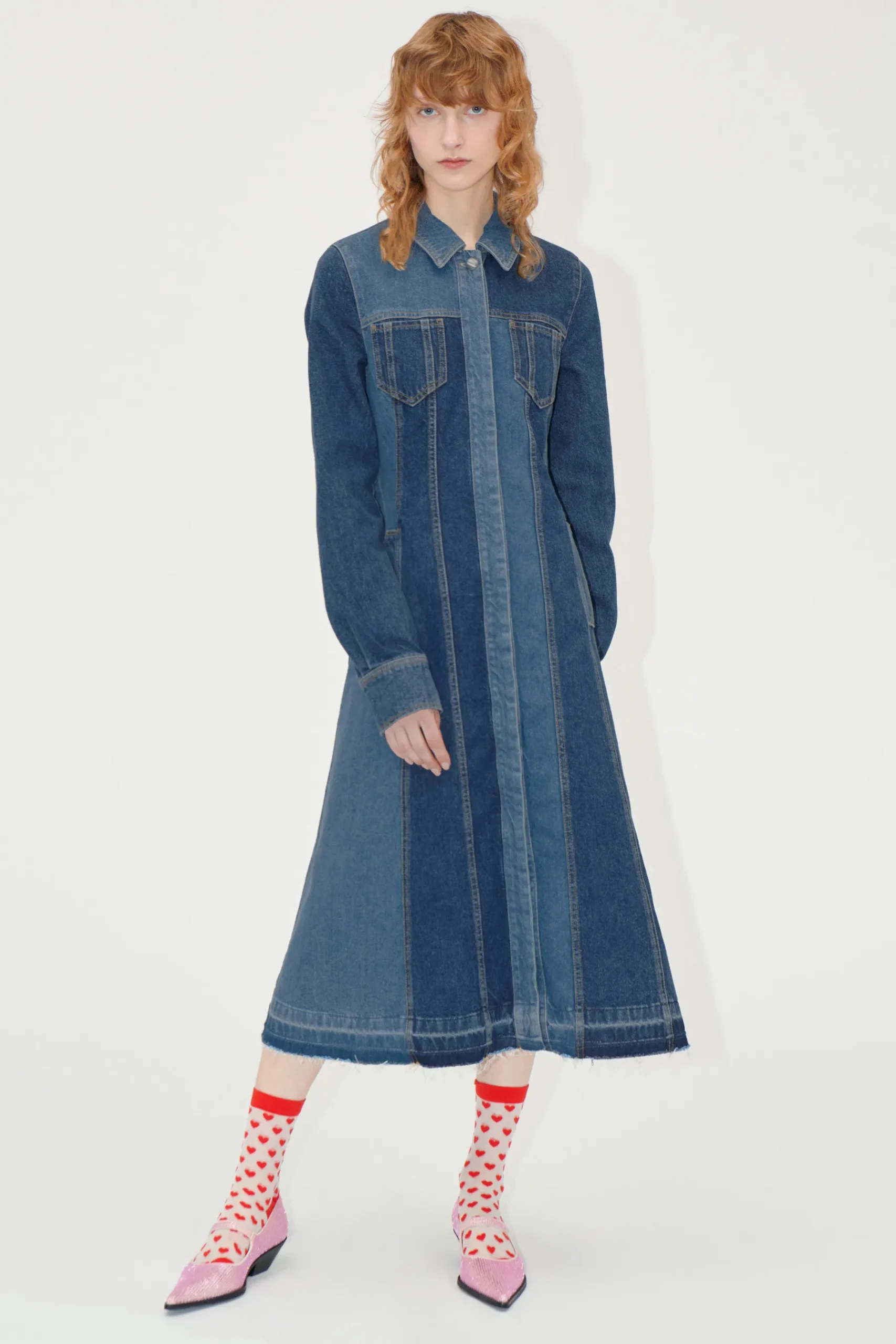 STINE GOYA Long Sleeve Denim Dress - Two Tone Denim TwoToneDenim Best