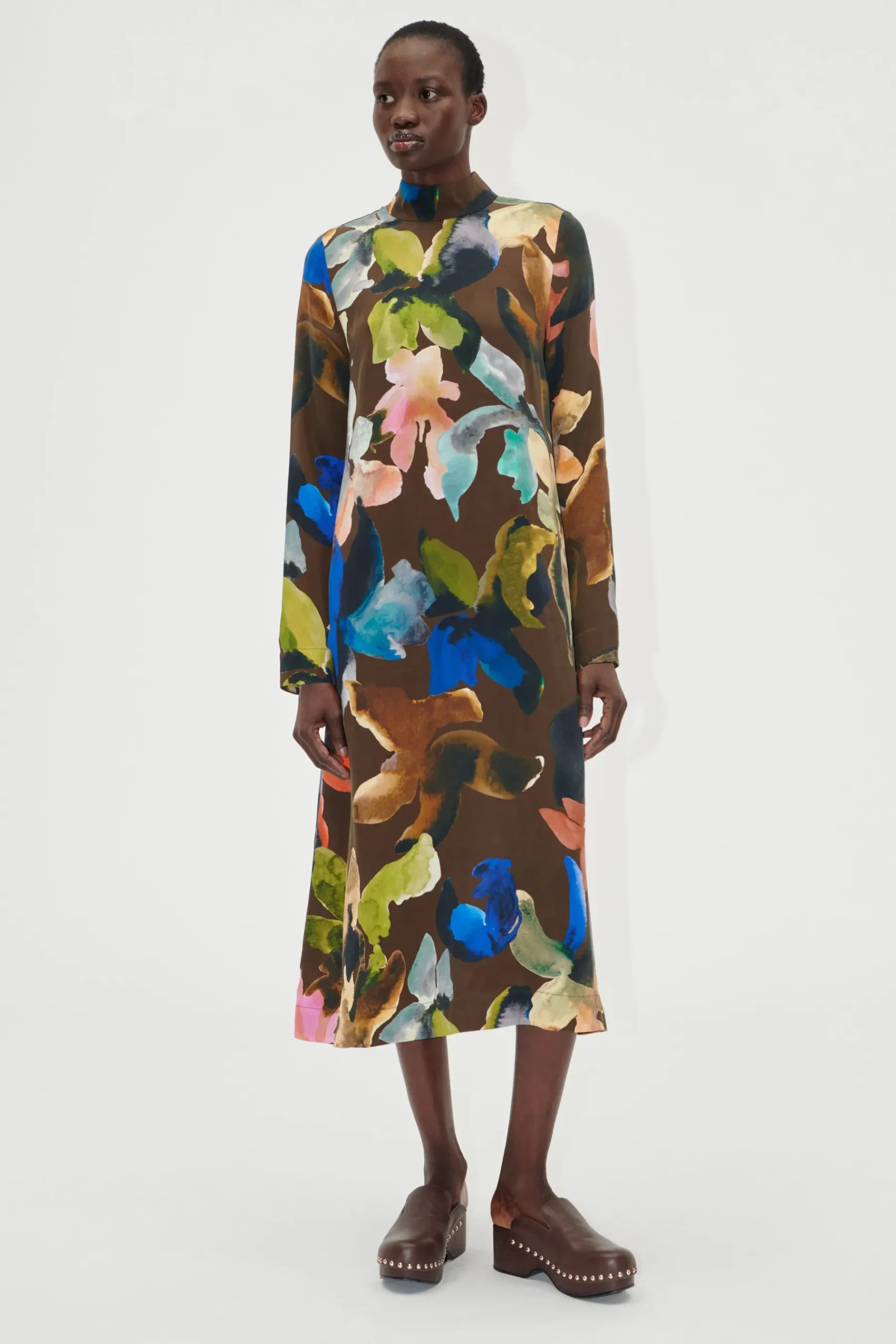 STINE GOYA Long Sleeve Midi Dress - Aquarelle Garden AquarelleGarden Outlet