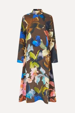 STINE GOYA Long Sleeve Midi Dress - Aquarelle Garden AquarelleGarden Outlet