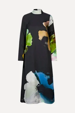 STINE GOYA Long Sleeve Midi Dress - Watercolor Bloom Maxi WatercolorBloomMaxi Outlet