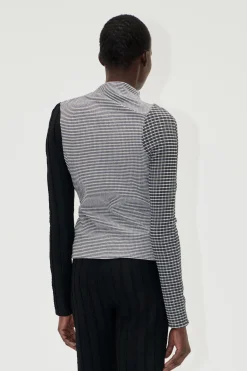 STINE GOYA Long Sleeve Pleated Shoulder Top - Black / White Online