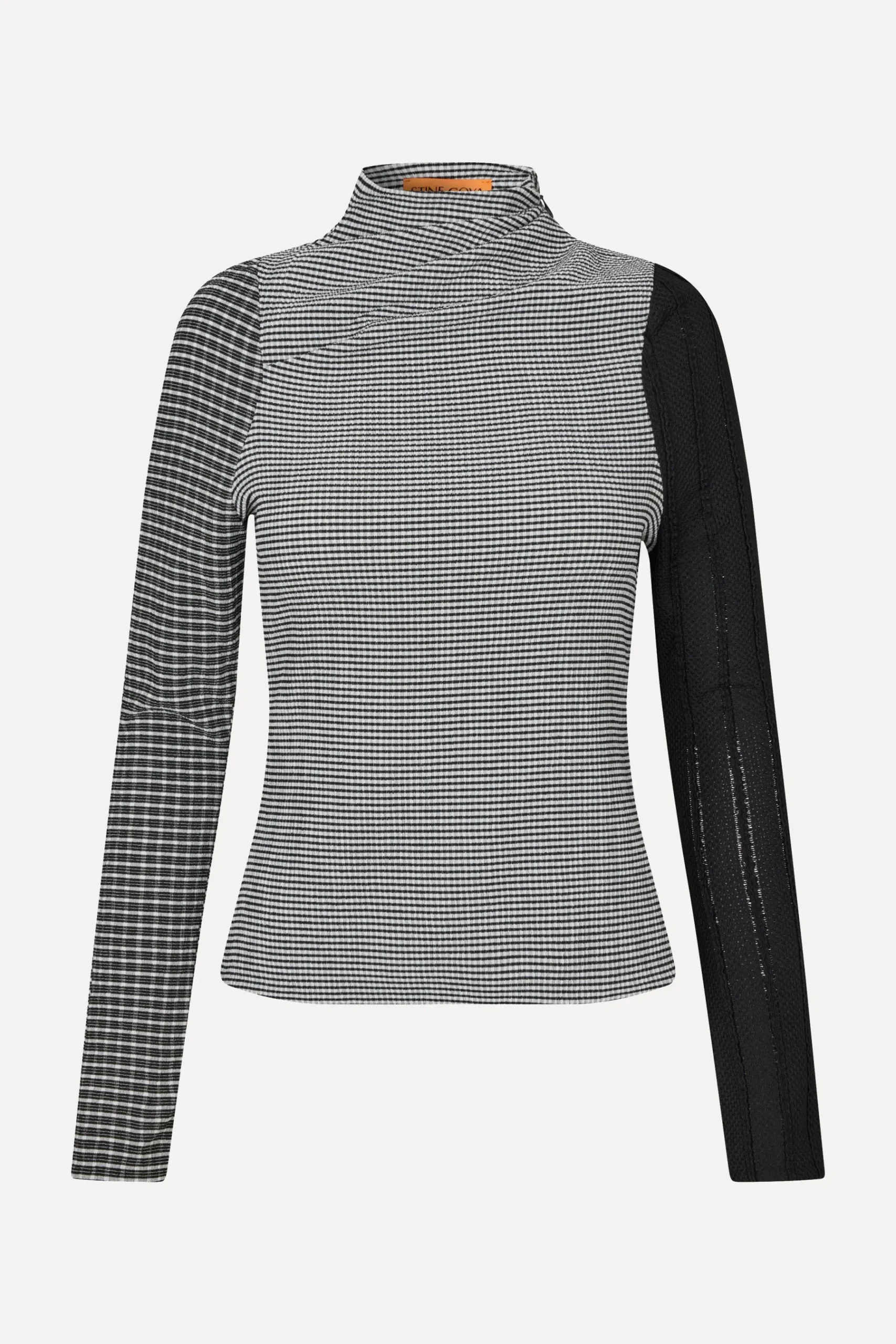 STINE GOYA Long Sleeve Pleated Shoulder Top - Black / White Online