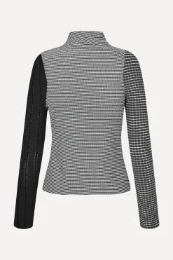 STINE GOYA Long Sleeve Pleated Shoulder Top - Black / White Online